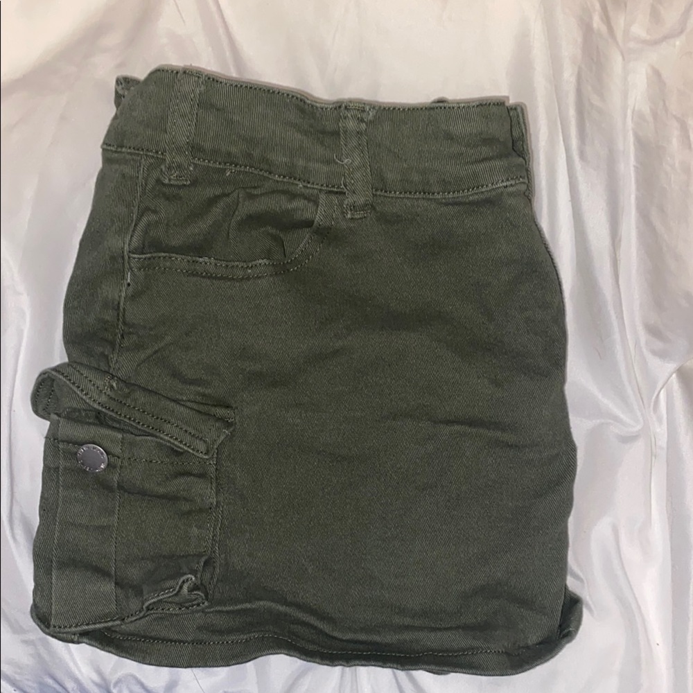 Olive Green Women's Cargo Mini Skirt